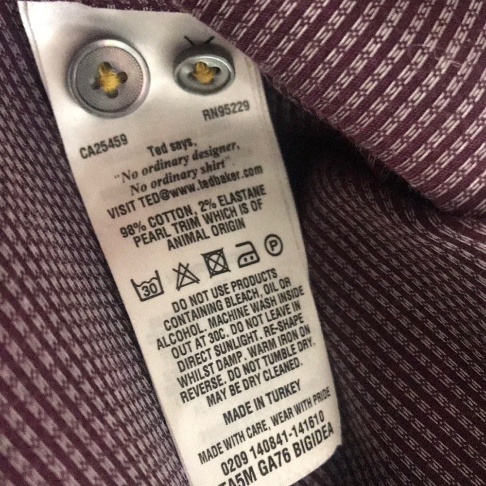 Ted Baker Deep Purple Print Button Down Shirt 4 - image 6